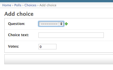 Choice admin page